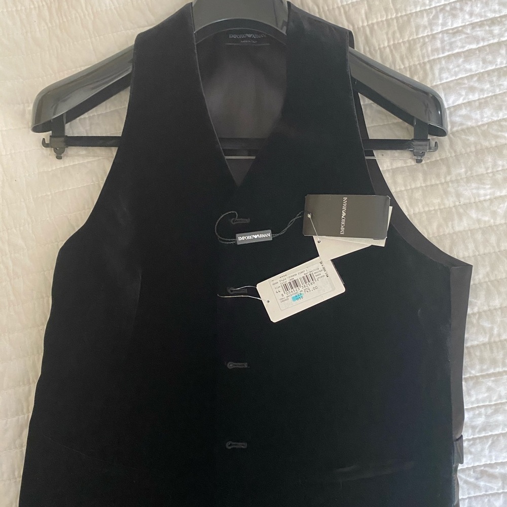 Emporio Armani Black velvet vest. Size Small.